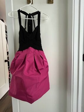 BCBG Black & Hot Pink Bubble Hem Party Dress – Size 2